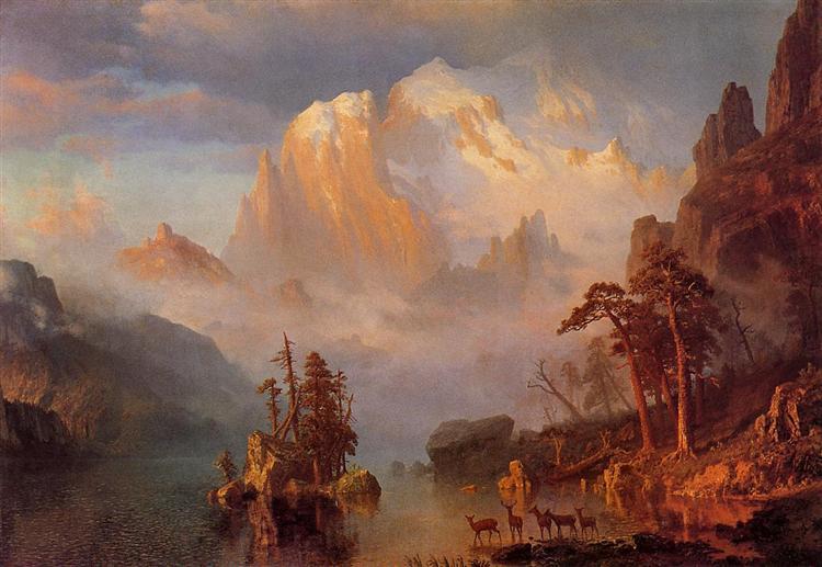 Albert Bierstadt Oil Painting Rocky Mountains - Click Image to Close